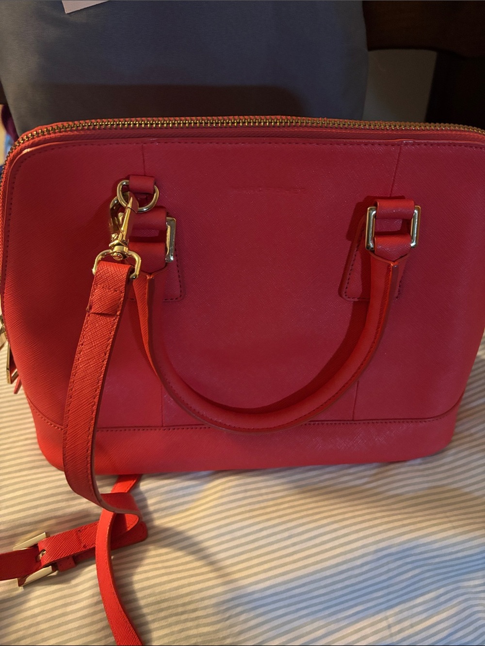 Coral Marc Fisher Satchel Handbag with Gold Hardware NWT